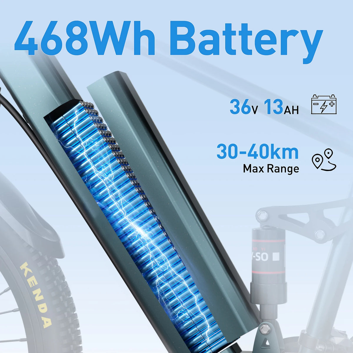 Airsk 250W 26" Electric Mountain Bike – 468Wh Battery & Dual Suspension