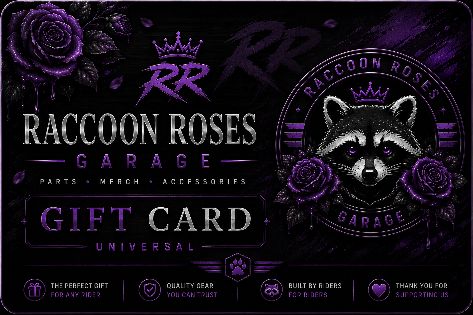 Raccoon Roses Garage Giftcard