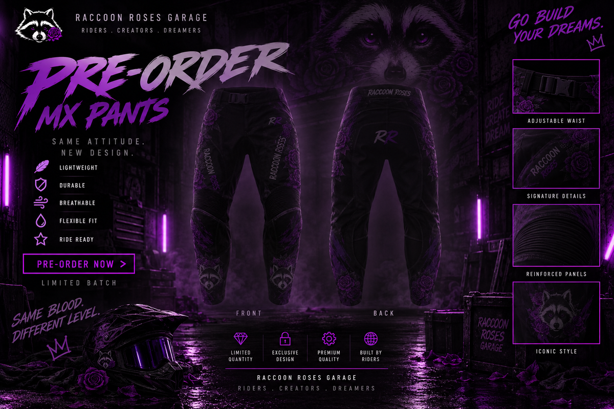 raccoon roses mx pants youth