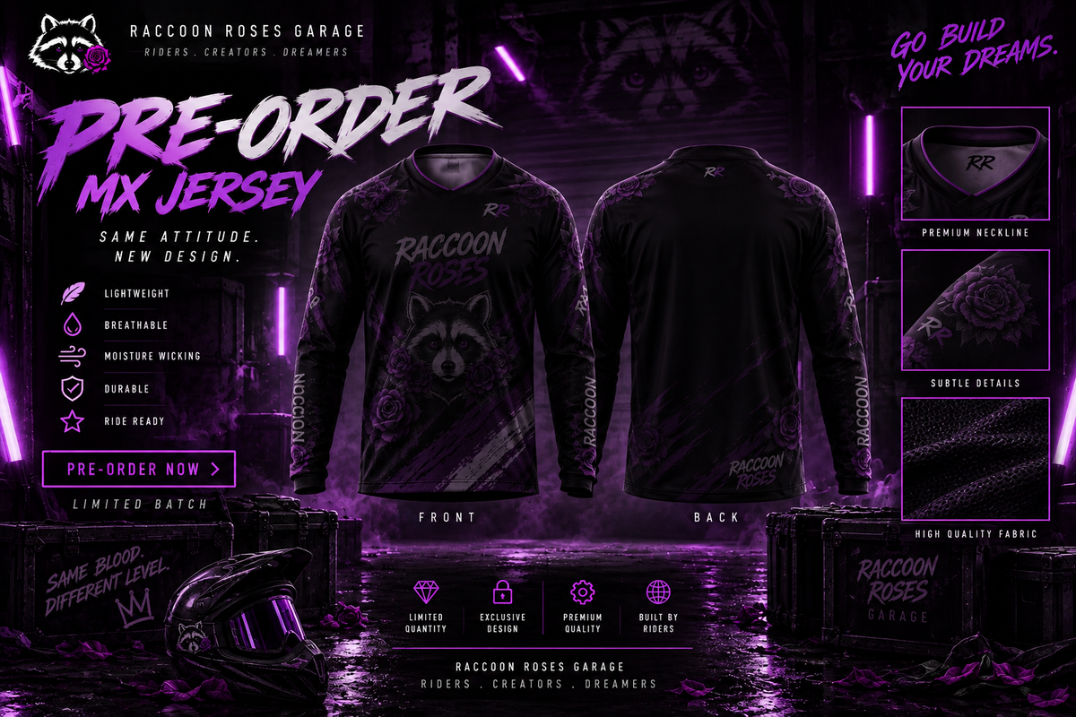 raccoon roses mx jersey adult