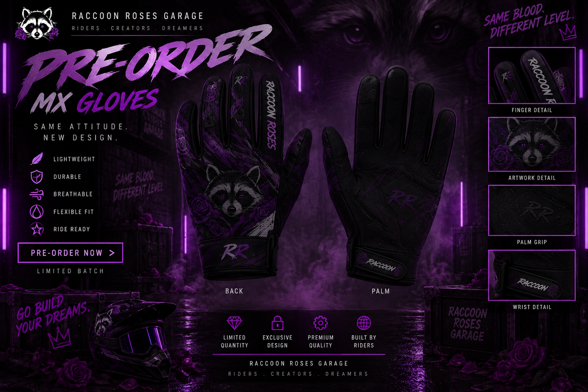 raccoon roses mx gloves Adult